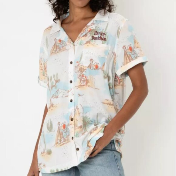 Harley-Davidson Out West Printed Woven Shirt Button Up Western - NWT - Medium - Picture 1 of 7